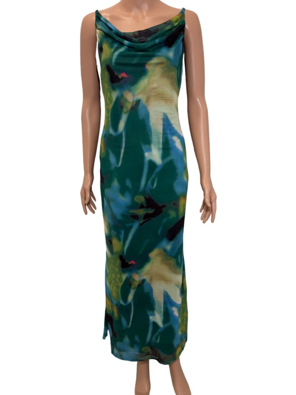 NWT PRETTYGARDEN Floral Spaghetti Strap Maxi Dress Stretch Bodycon size L - Picture 4 of 7